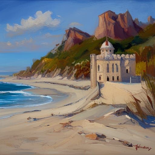 Sandcastle Beachcore Oil Painting
