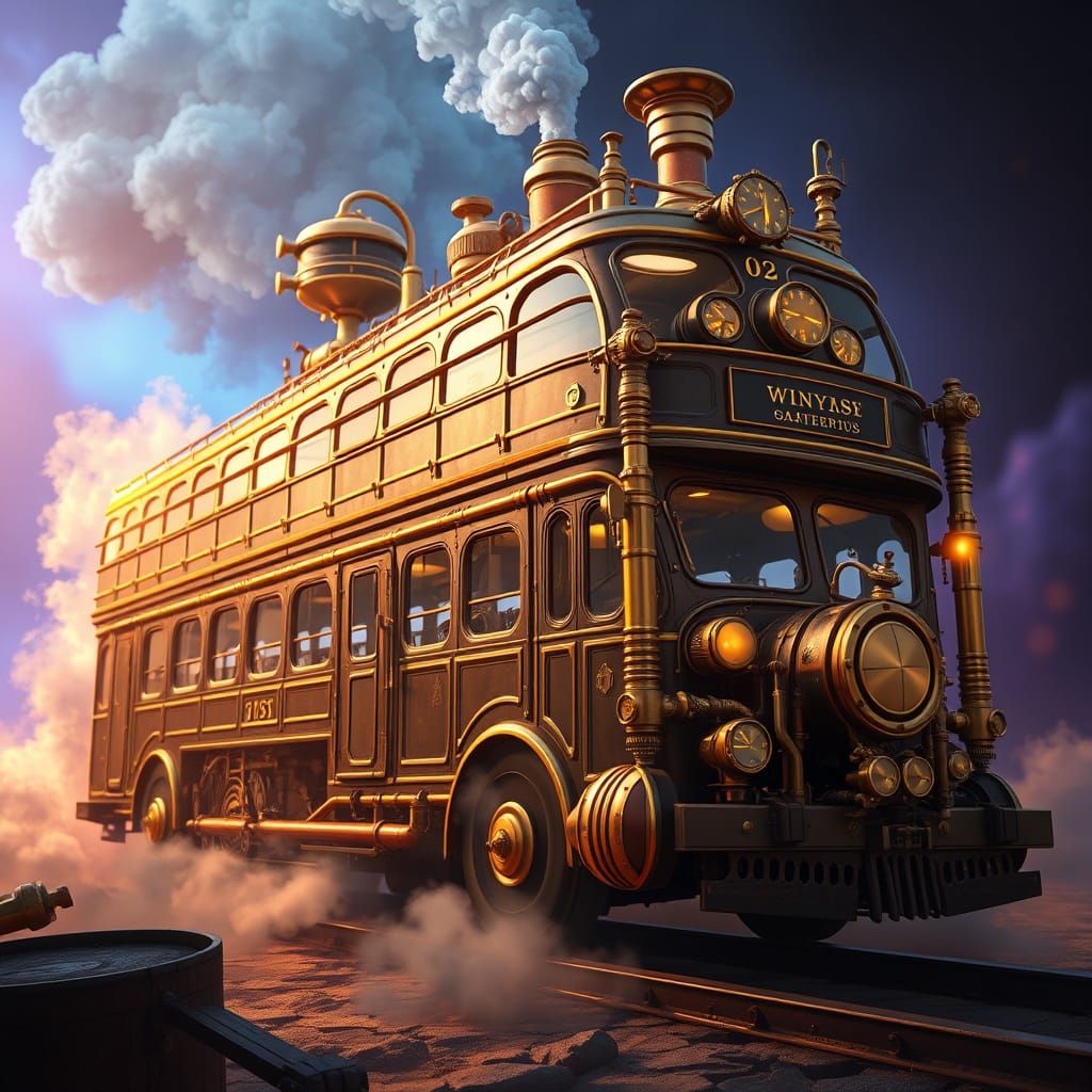 Majestic Steampunk Bus Unleashes Magic in a Glimpse of Futur...