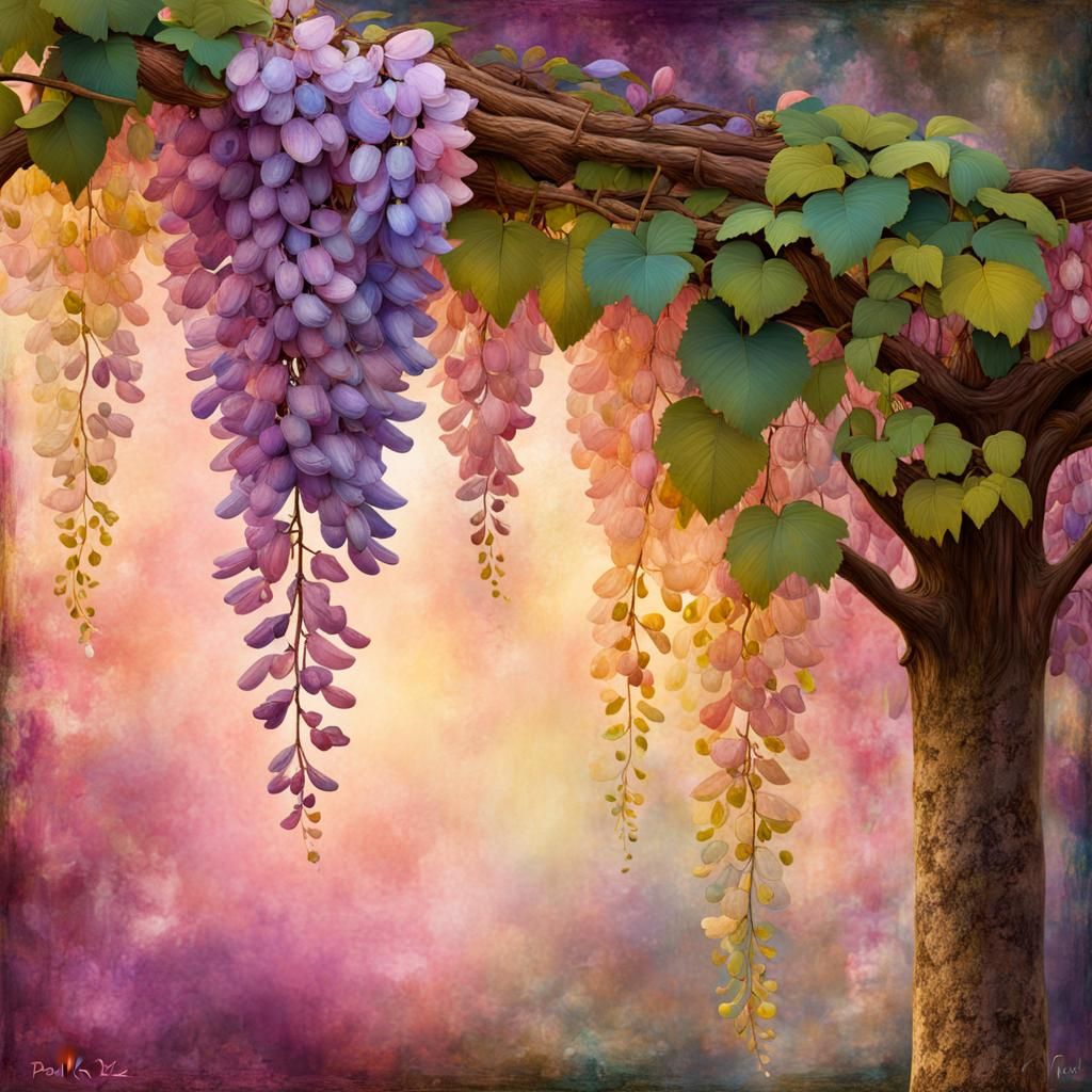 Wisteria Fairy Dream in Surreal Impasto Style