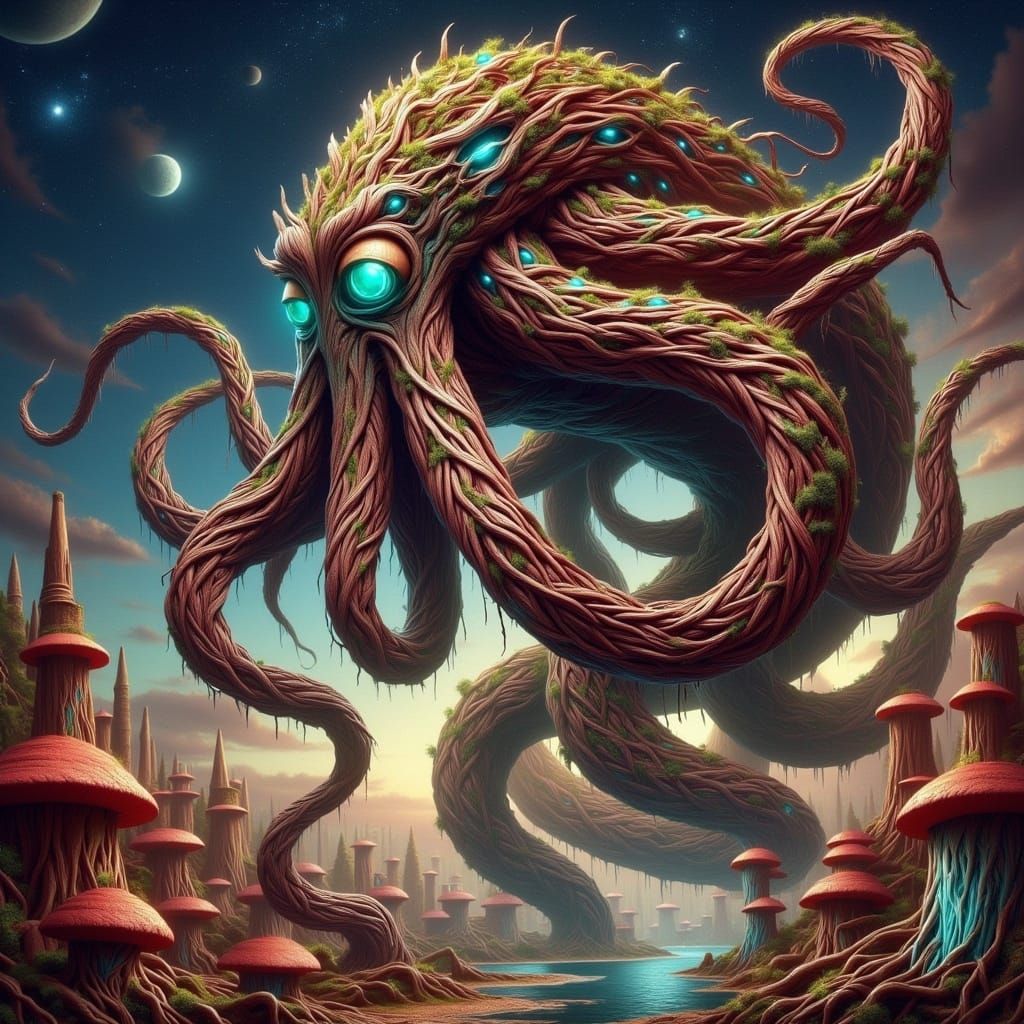 Iridescent Octopus-Like Creature Hovers Above Extraterrestri...