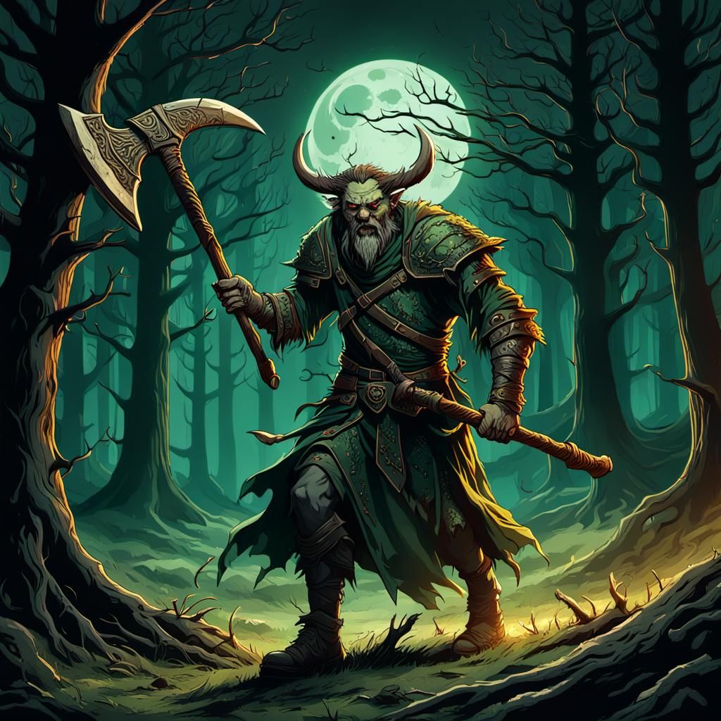 Demonic Hunter in Dark Fantasy Illustration