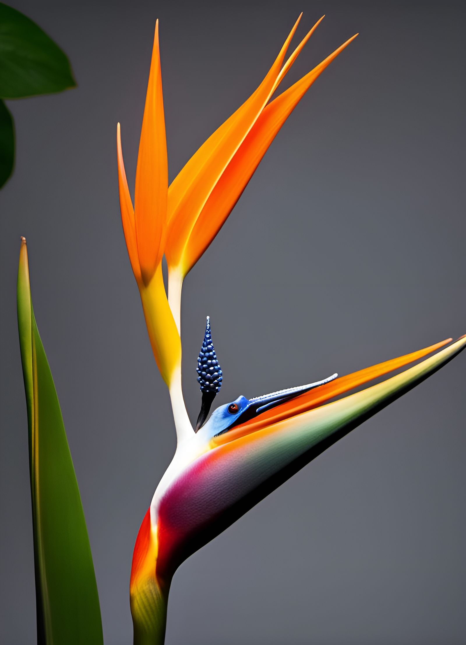 Botanical Study of Bird of Paradise in Chiaroscuro