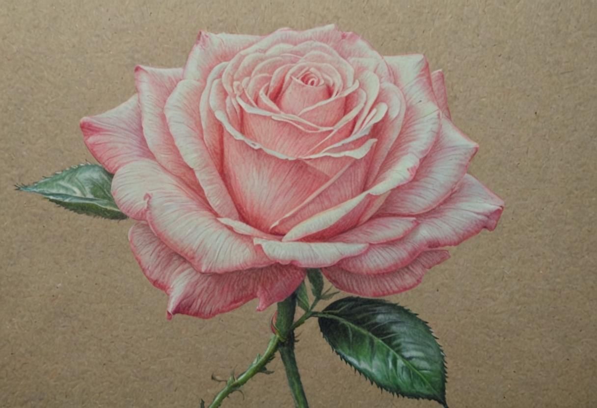 Pastel Pink Rose: A Delicate Floral Drawing