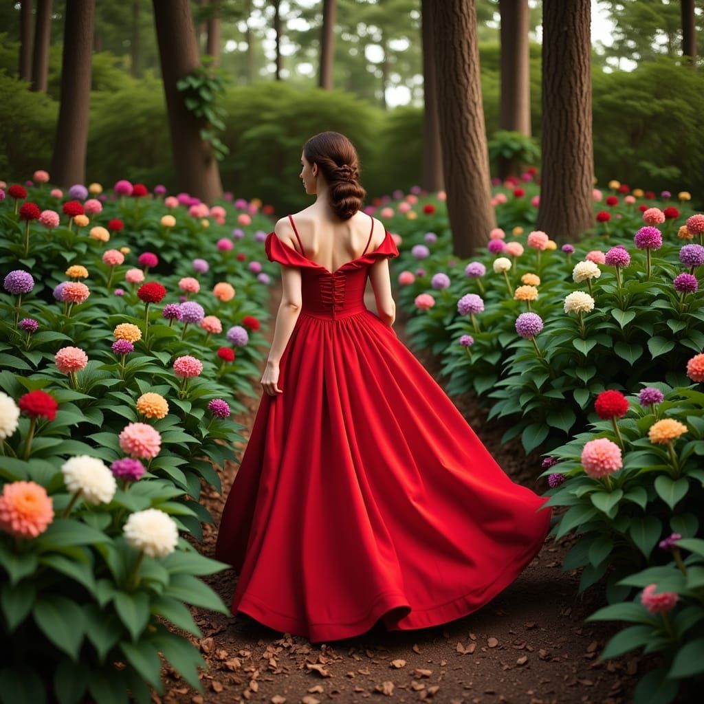 Scarlett O'Hara in a Romantic, Dreamlike Garden Scene