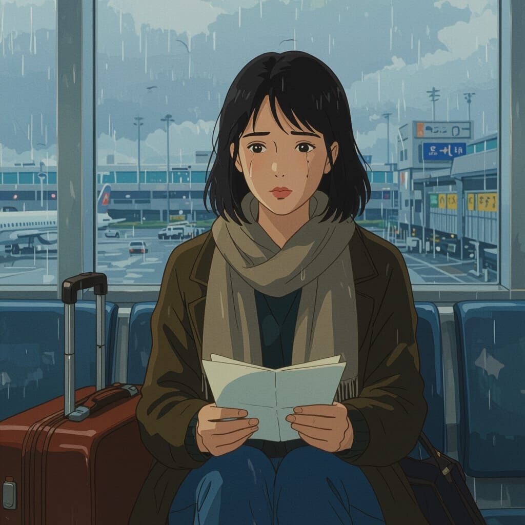 Woman Alone in Airport: Cinematic Realism