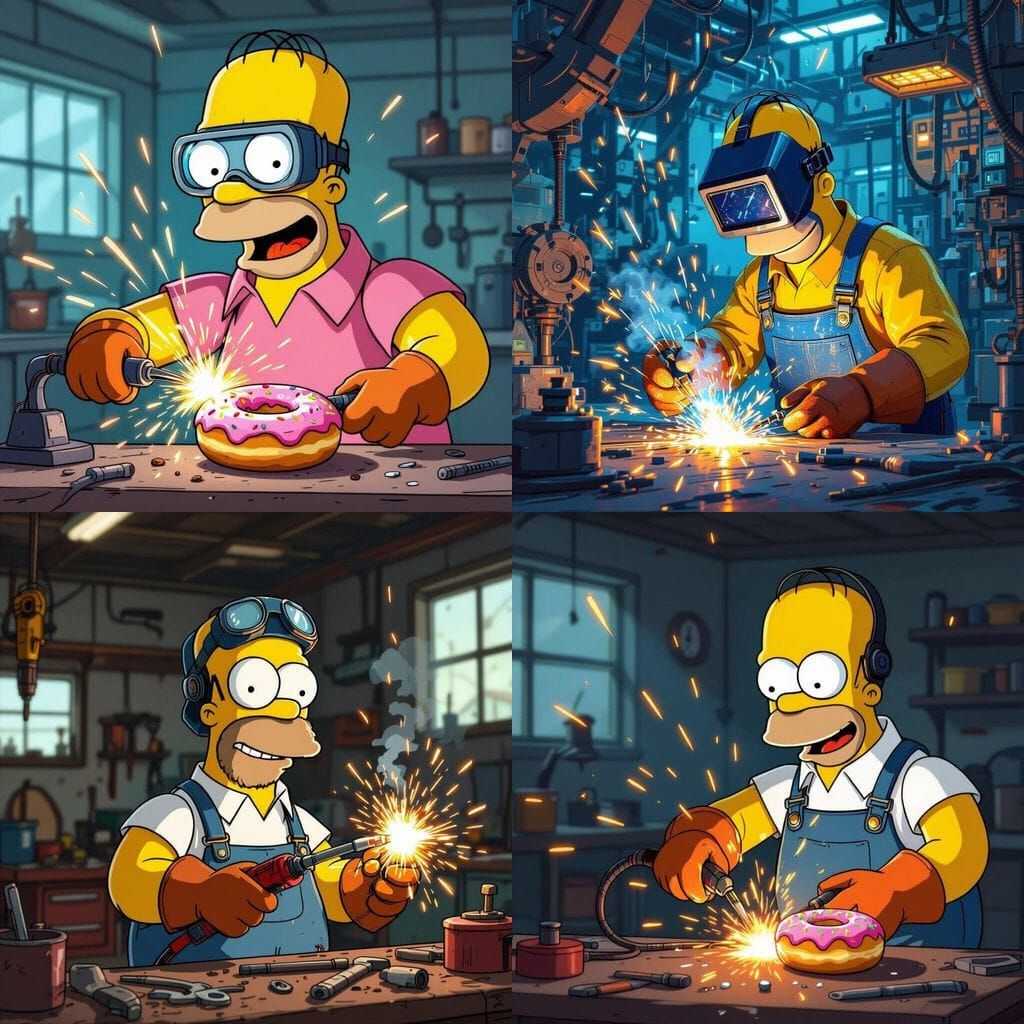 Homer Simpson Working as a Welder