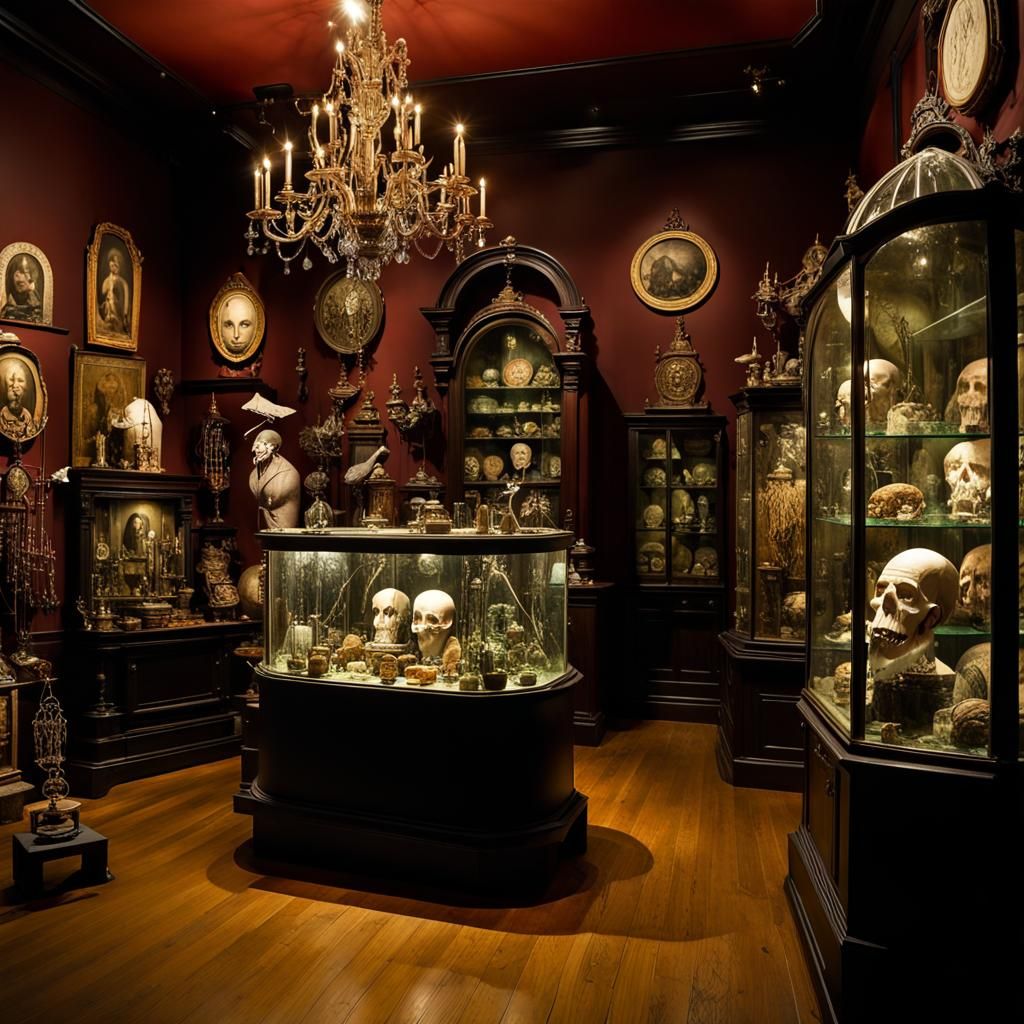 Witch's Gothic Display Room with Arcane Artifacts