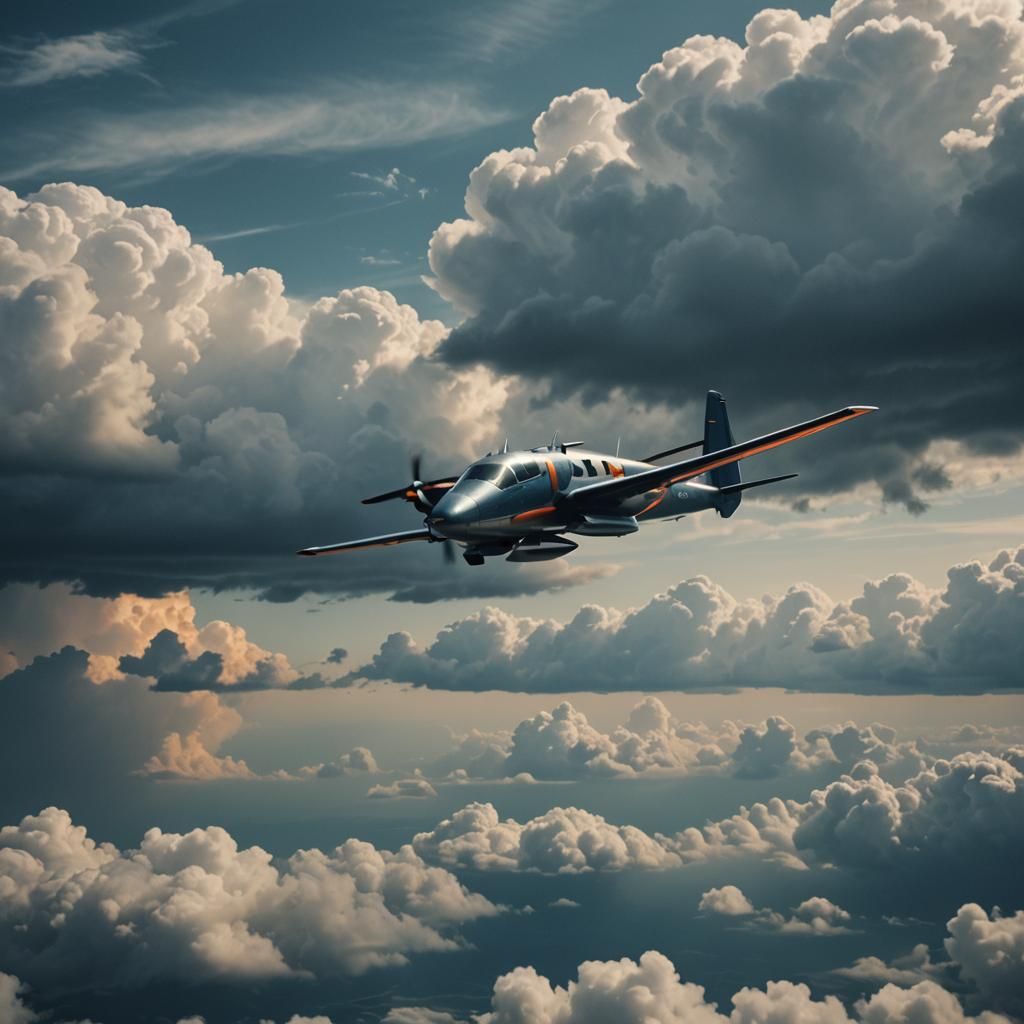 Epic Futuristic Plane Soars Through Moody Skies
