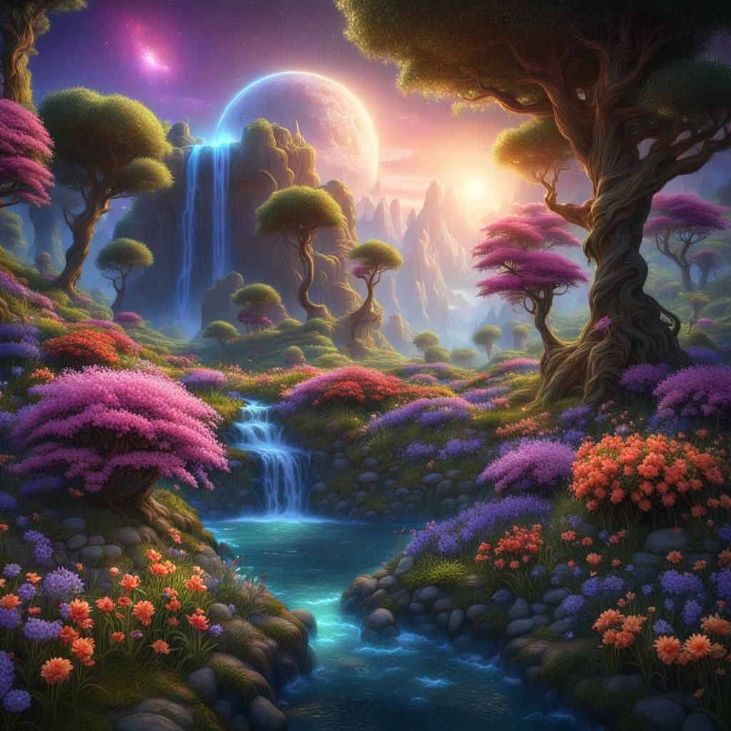 Ethereal Celestial Paradise with Floating Islands
