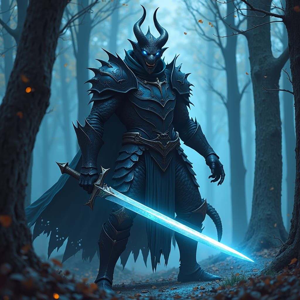 Reptilian Knight in Elden Ring Style Armor