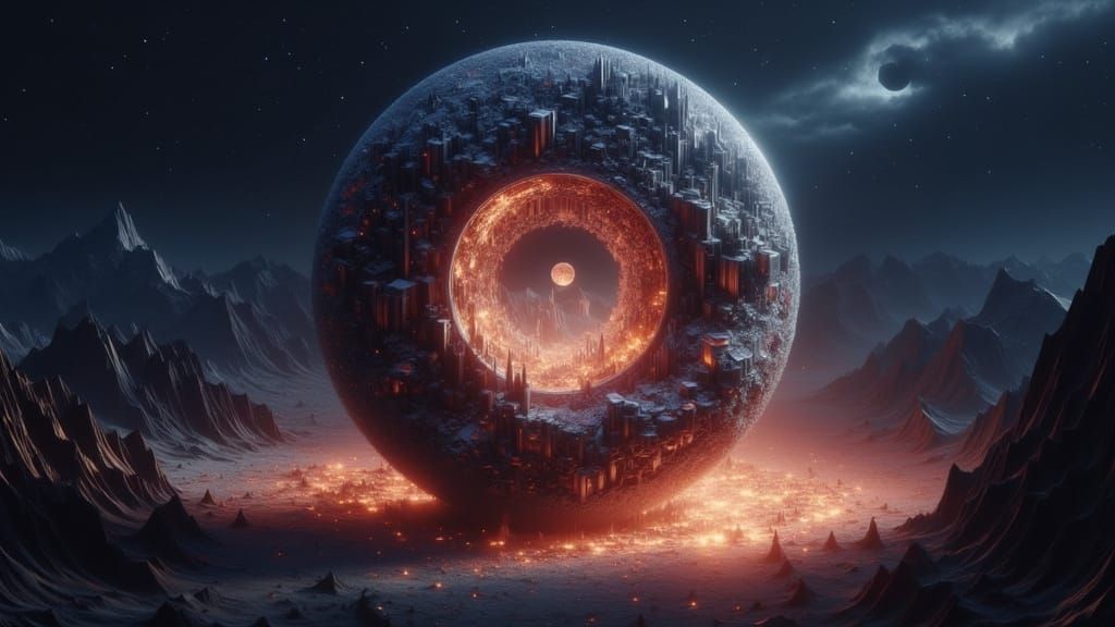 <lora:Yin-Yang scenery:1.0> a baroque jewel floating over th...