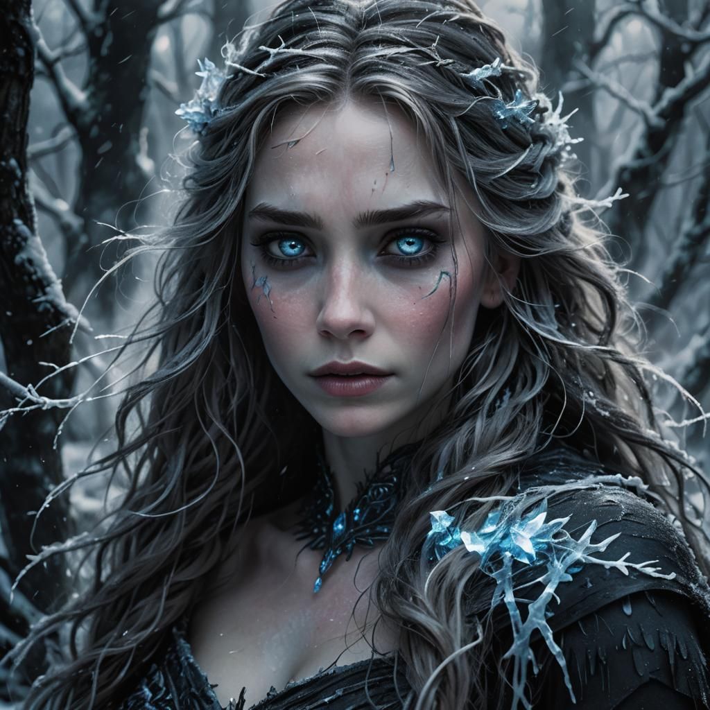 Dark Fantasy Elsa in Mystical Forest
