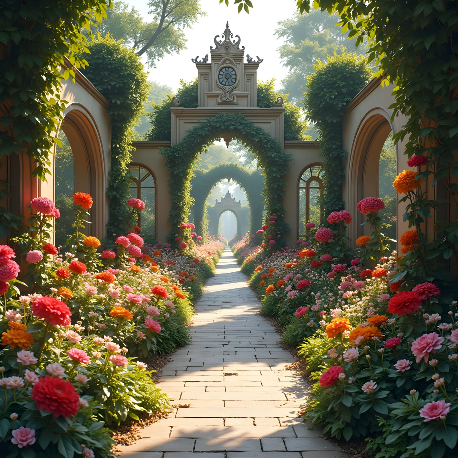 Paris Flower Theme Park: Detailed Matte Painting