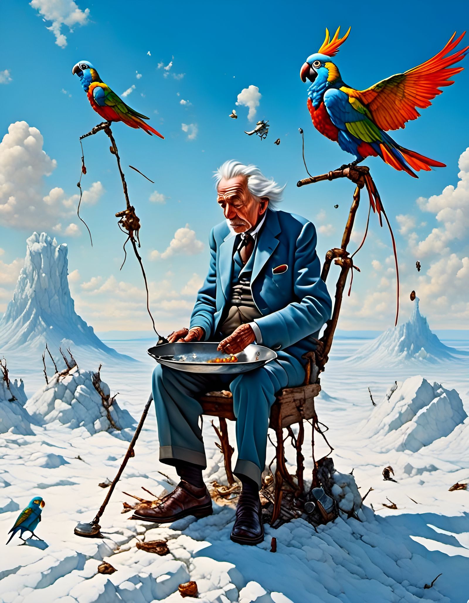 Surreal Old Man Travels in Frying Pan