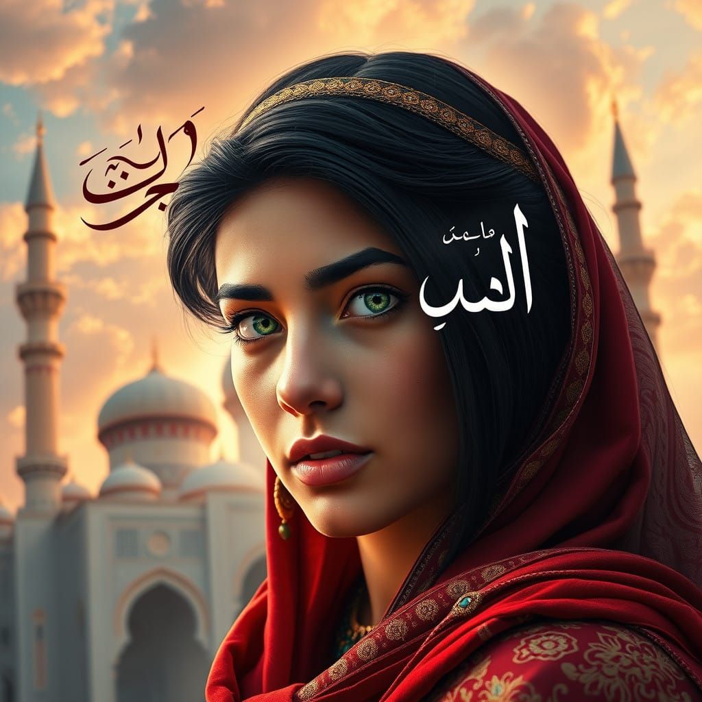 Surreal Portrait of a Berber Woman in Ceremonial Attire Agai...