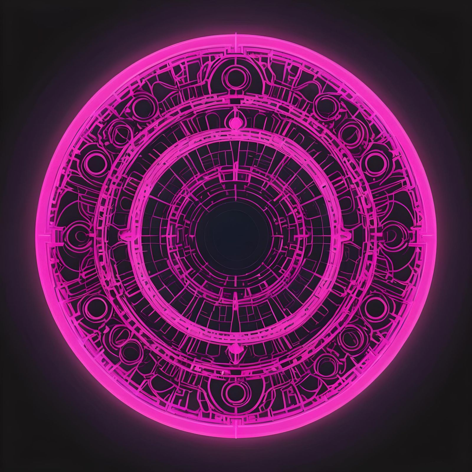 Geometric Obsidian Design with Neon Pink Highlights