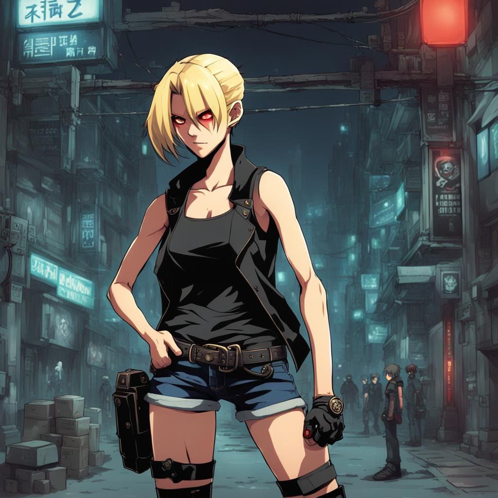 Cyberpunk Female Heroine in Anime Style
