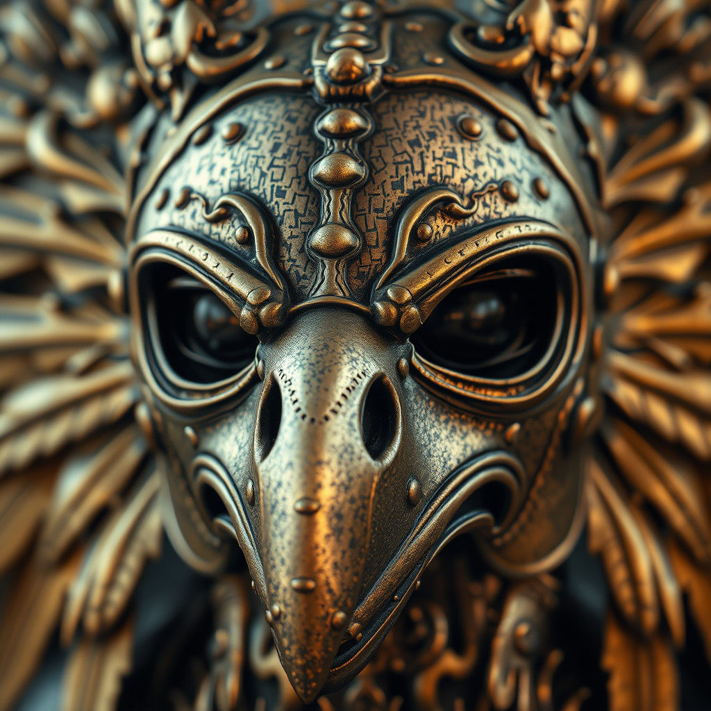 Antique Gold Harpy Face Mask in Ancient Greek Style