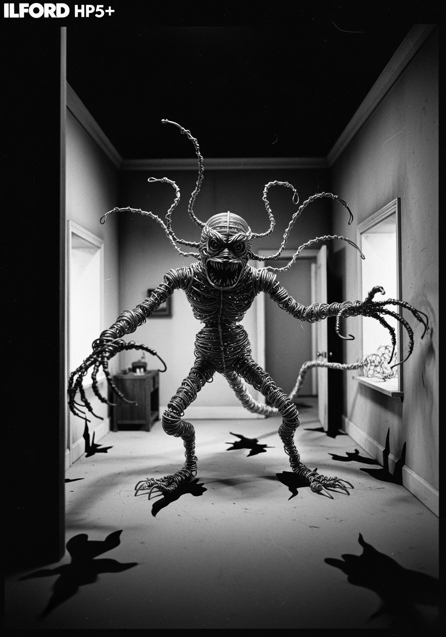 Retro NYC Apartment with Lovecraftian Beast in Analog Horror