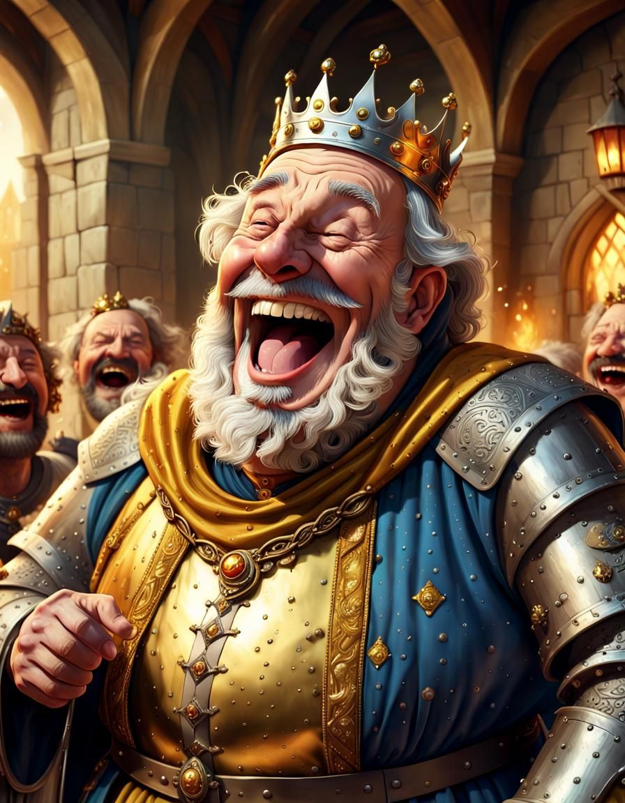 Jolly Medieval King's Joyful Laughter in Fantasy Art