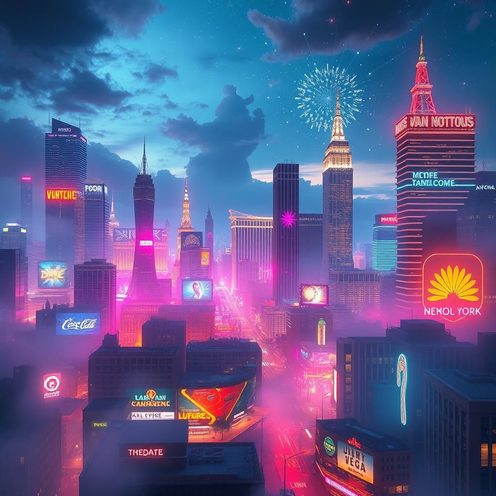 Dreamlike American Metropolis in Ethereal Cityscape