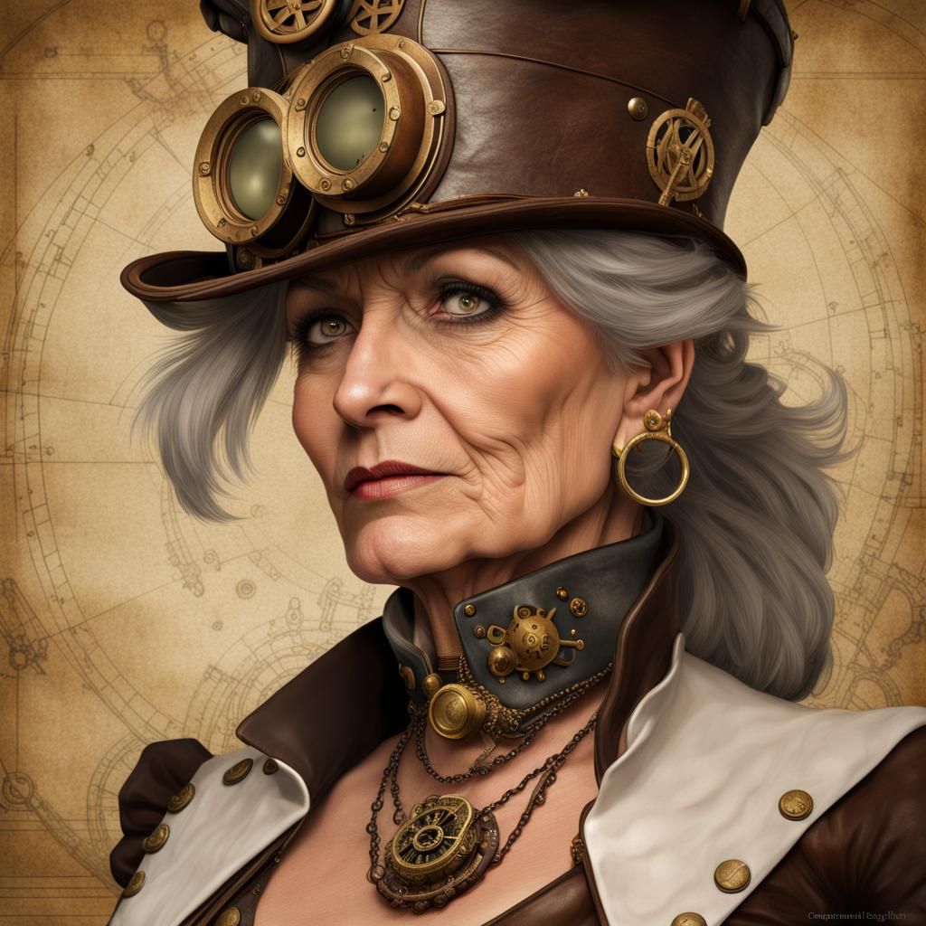 Steampunk Admiral with Scar Before Steampunk Ship