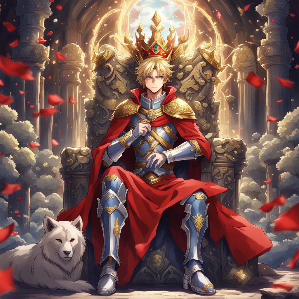 Fantasy King on Stone Rose Throne, Anime Style