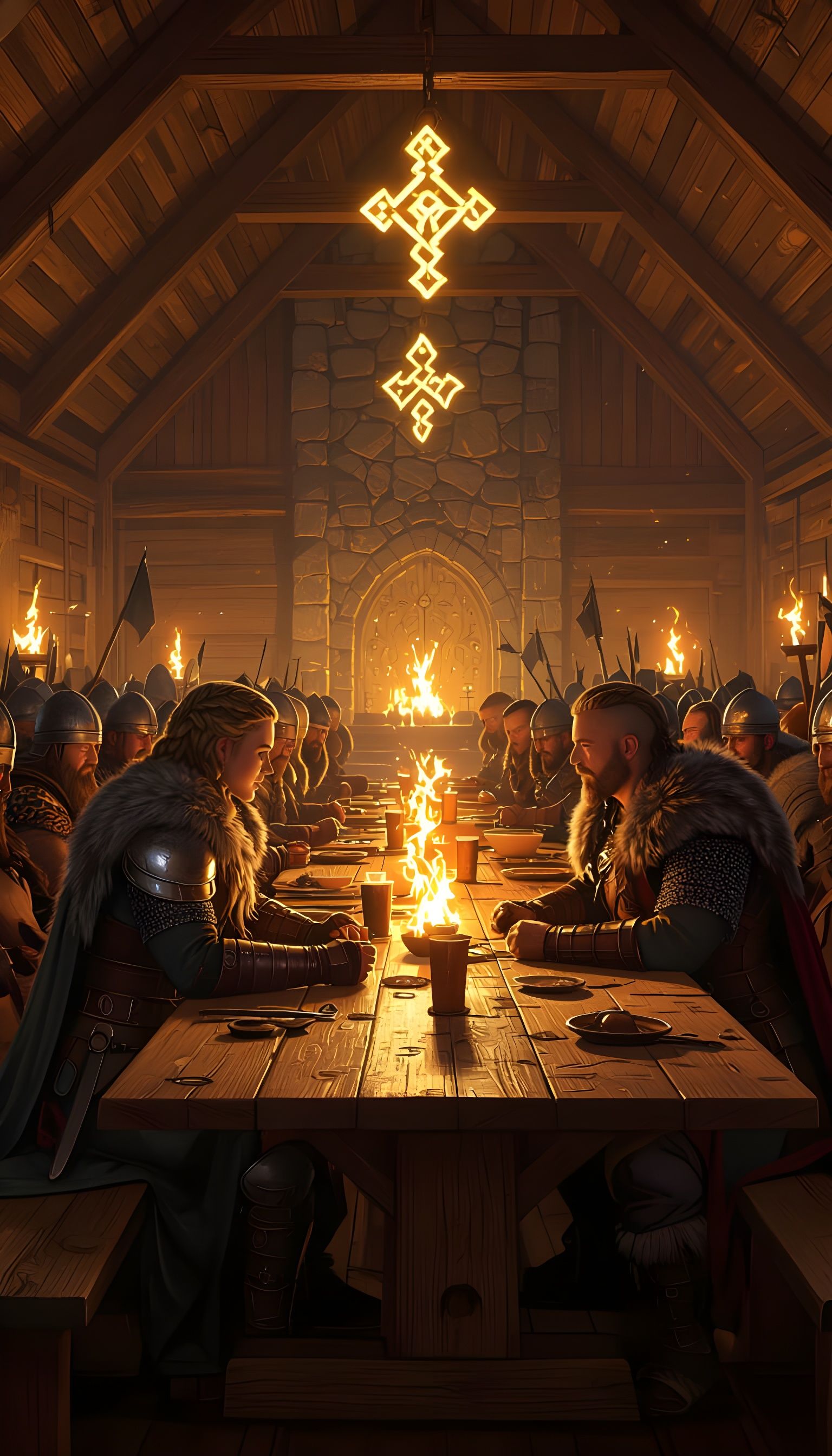 Nordic Feast in a Glowing Hall