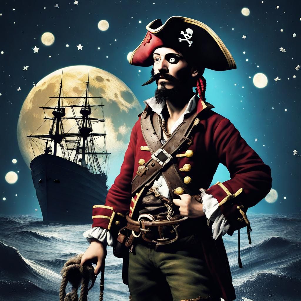 Banksy Pirate on Moon, Digital Concept Art