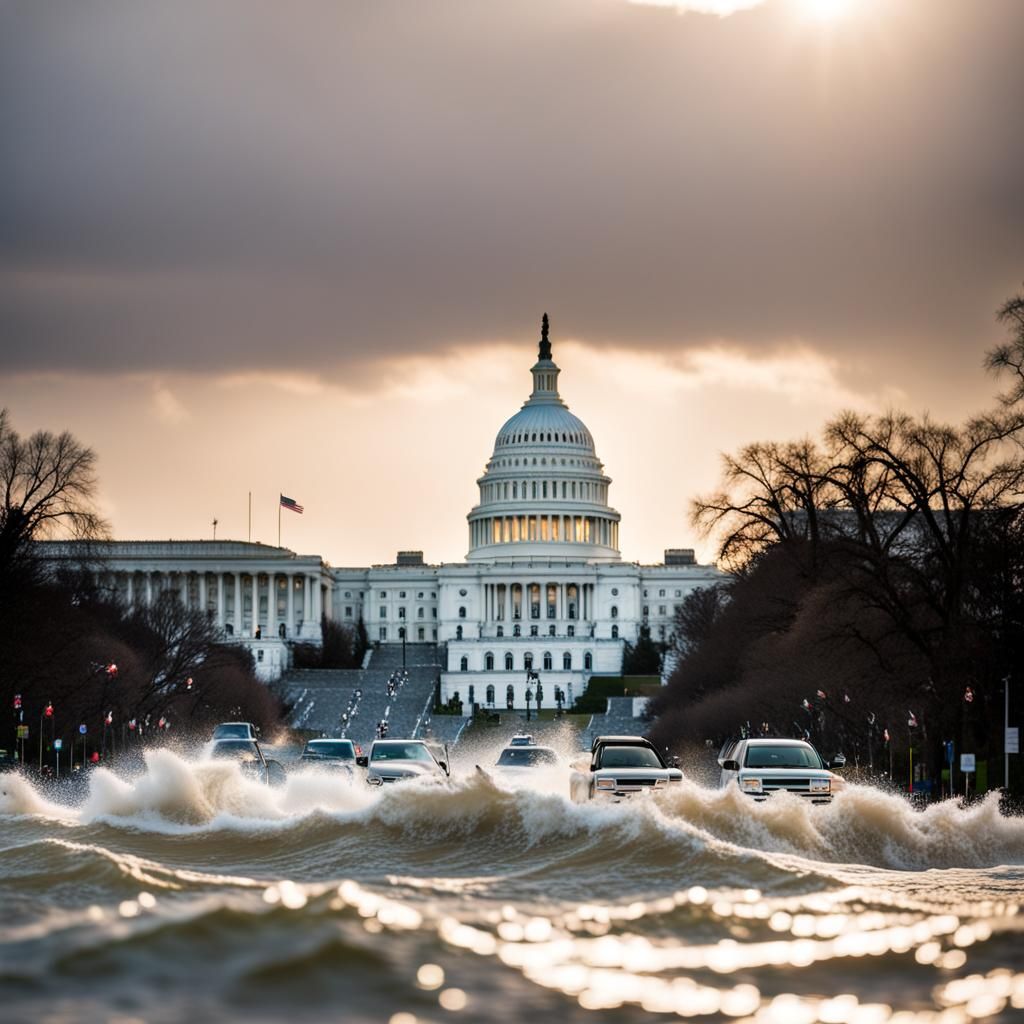 Giant Tsunami Wave Engulfs Capitol Hill