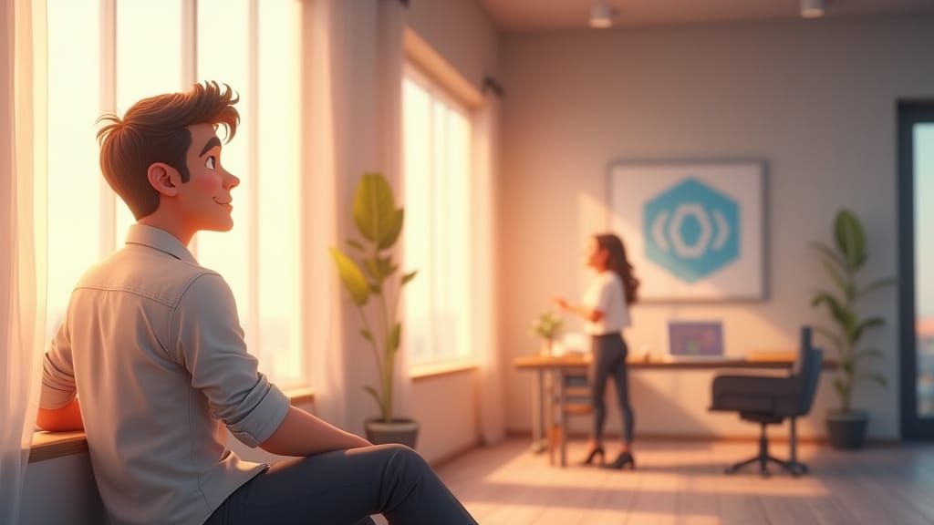 Hopeful Man by Window in 3D Animation