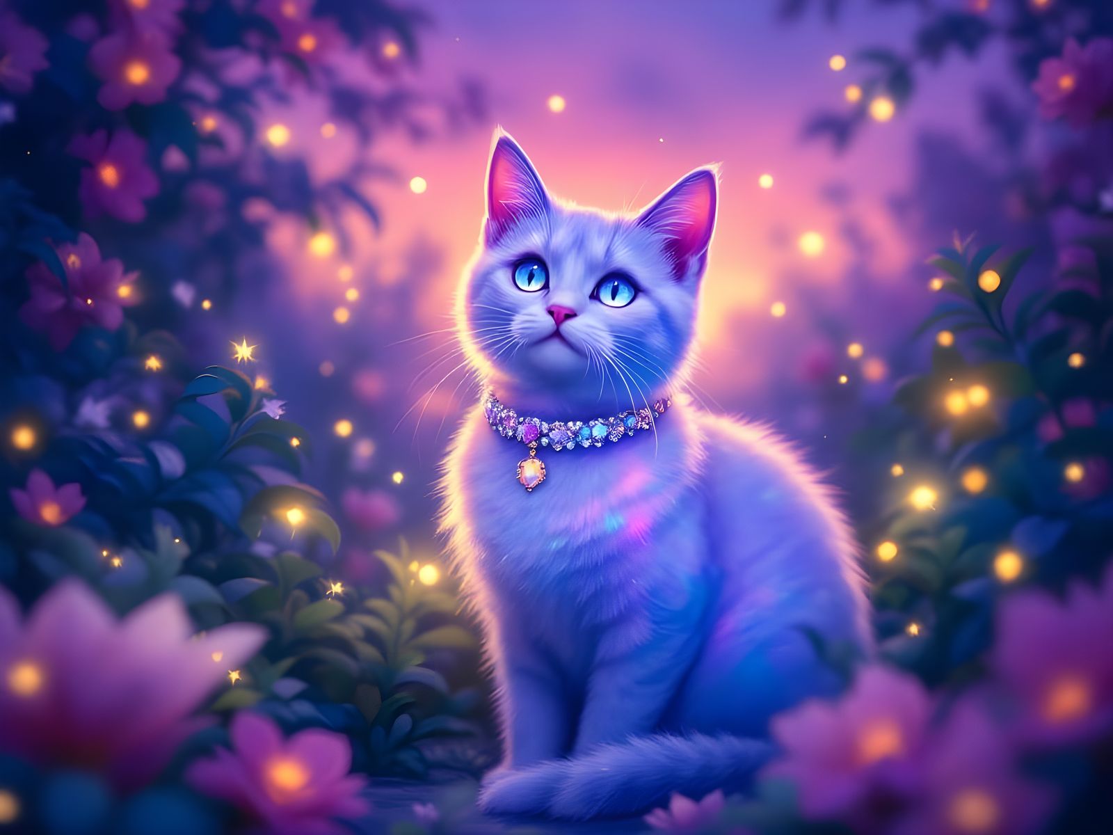 Surreal Cat in Hokusai, Murakami, and Kusama Styles