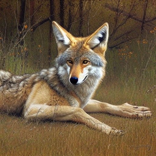 Coyote in Oil Painting Style