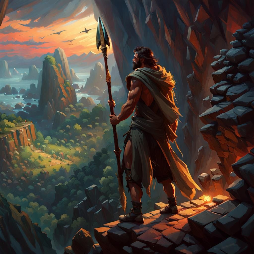 Dusk of Stone Age Civilization as Digital Painting