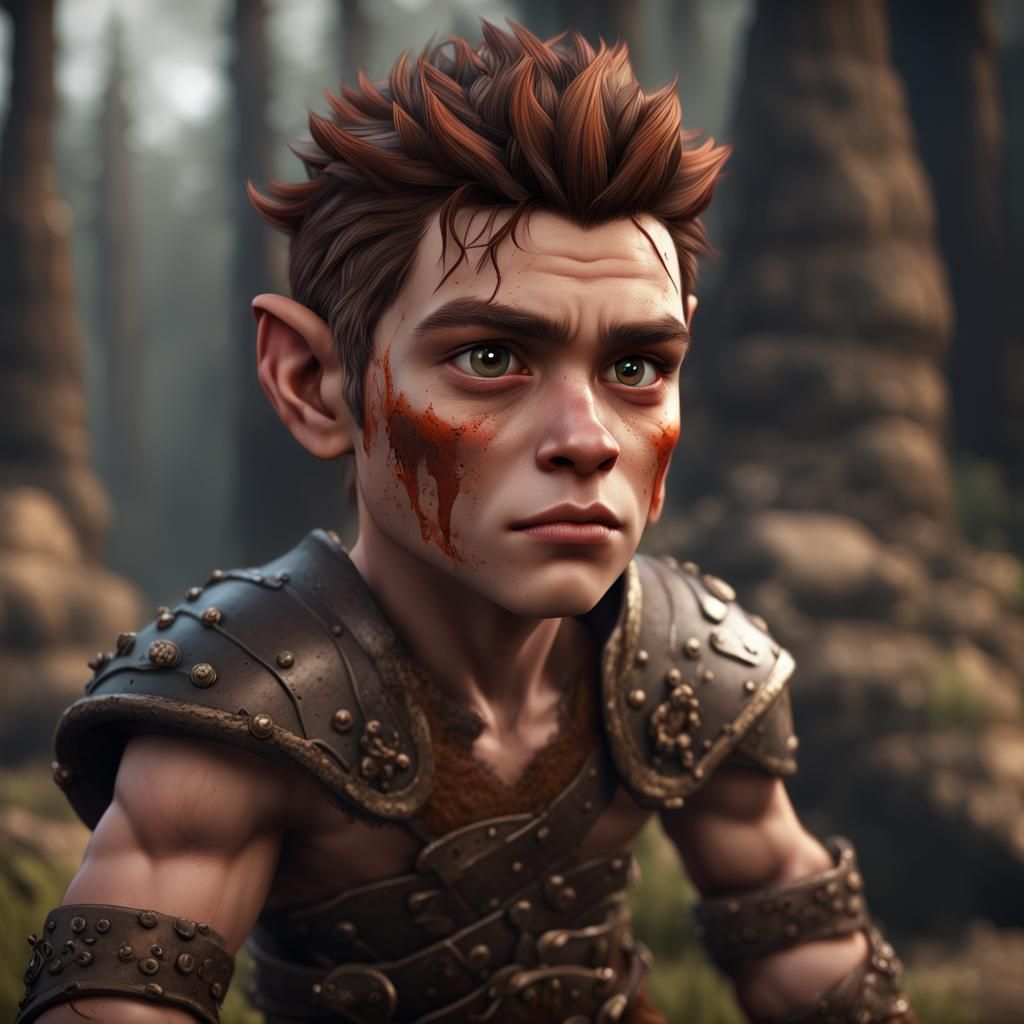 Halfling Barbarian in Detailed Matte Painting