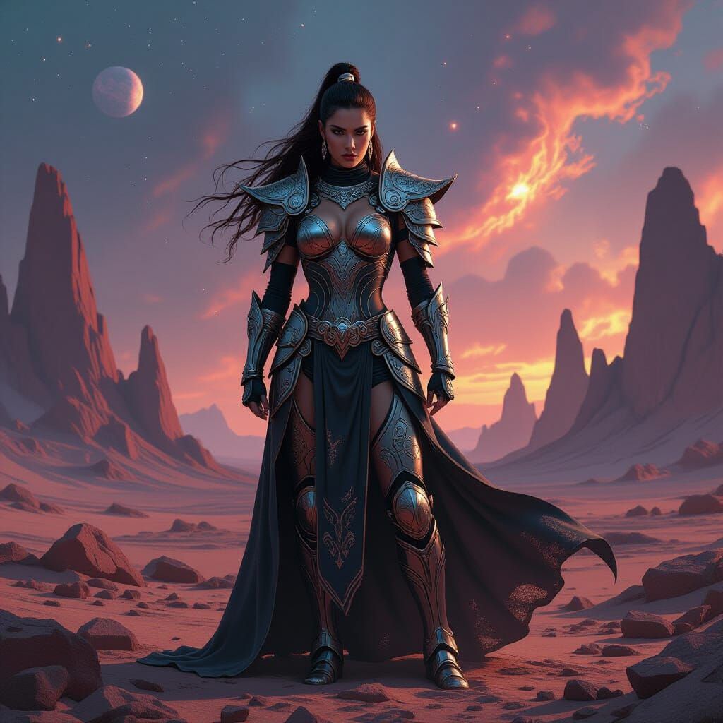 Futuristic Warrior Goddess on Alien Planet