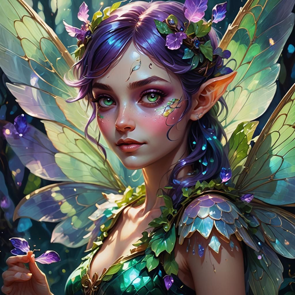 Mischievous Fey Portrait in Dreamlike Fantasy Art