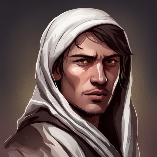Medieval Arab Boy Portrait in Digital Art Style