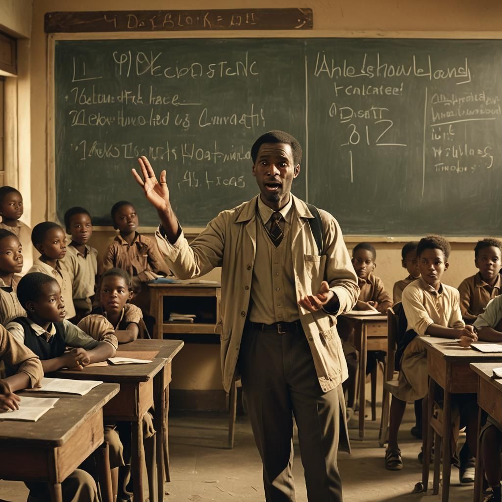 Classroom Scene: Boy Answering Question in Africa