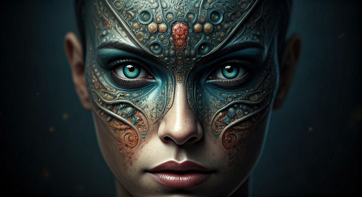 Dramatic Biopunk Scene in Watercolor Photograph Style