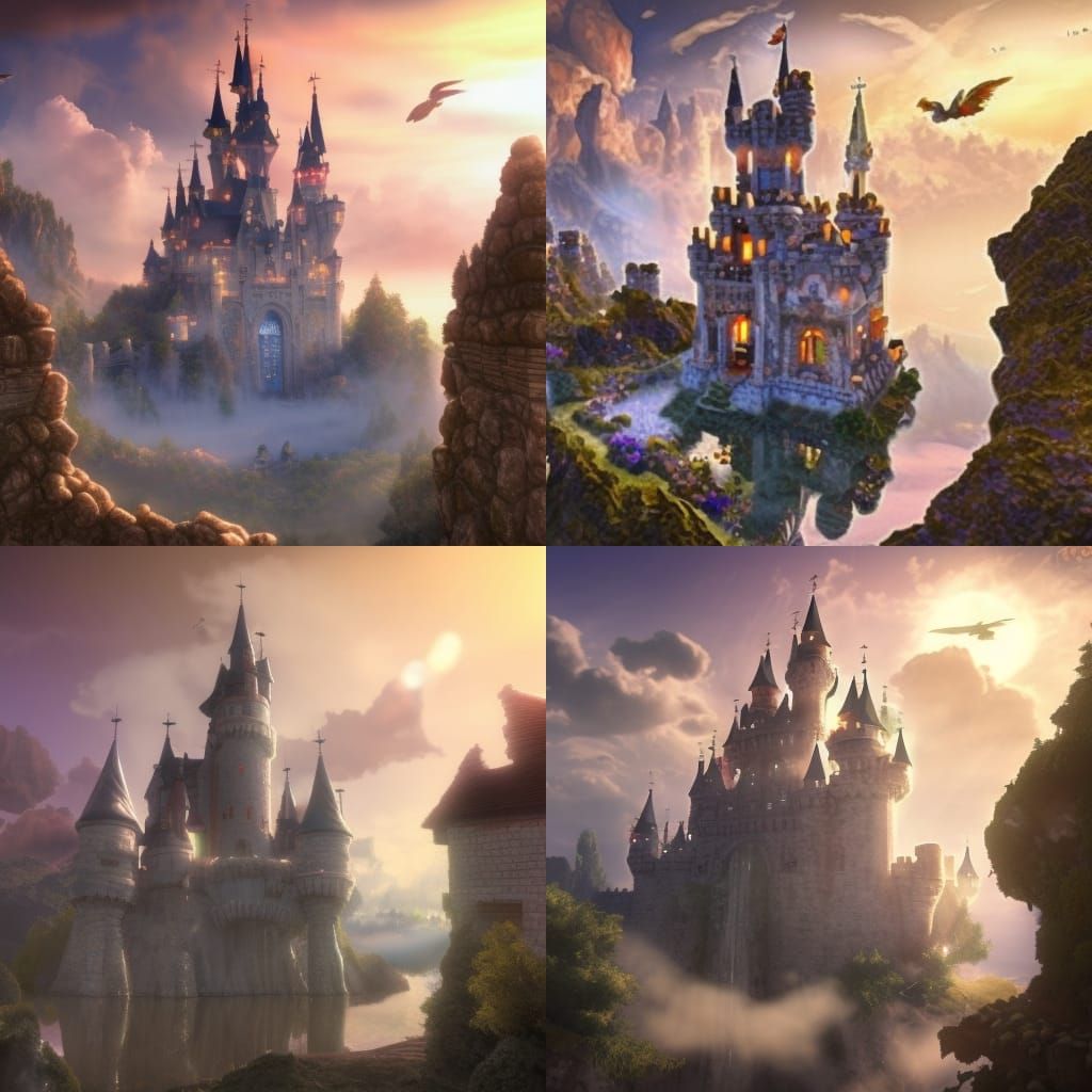 Angelic Castle in Clouds with Solar Lighting