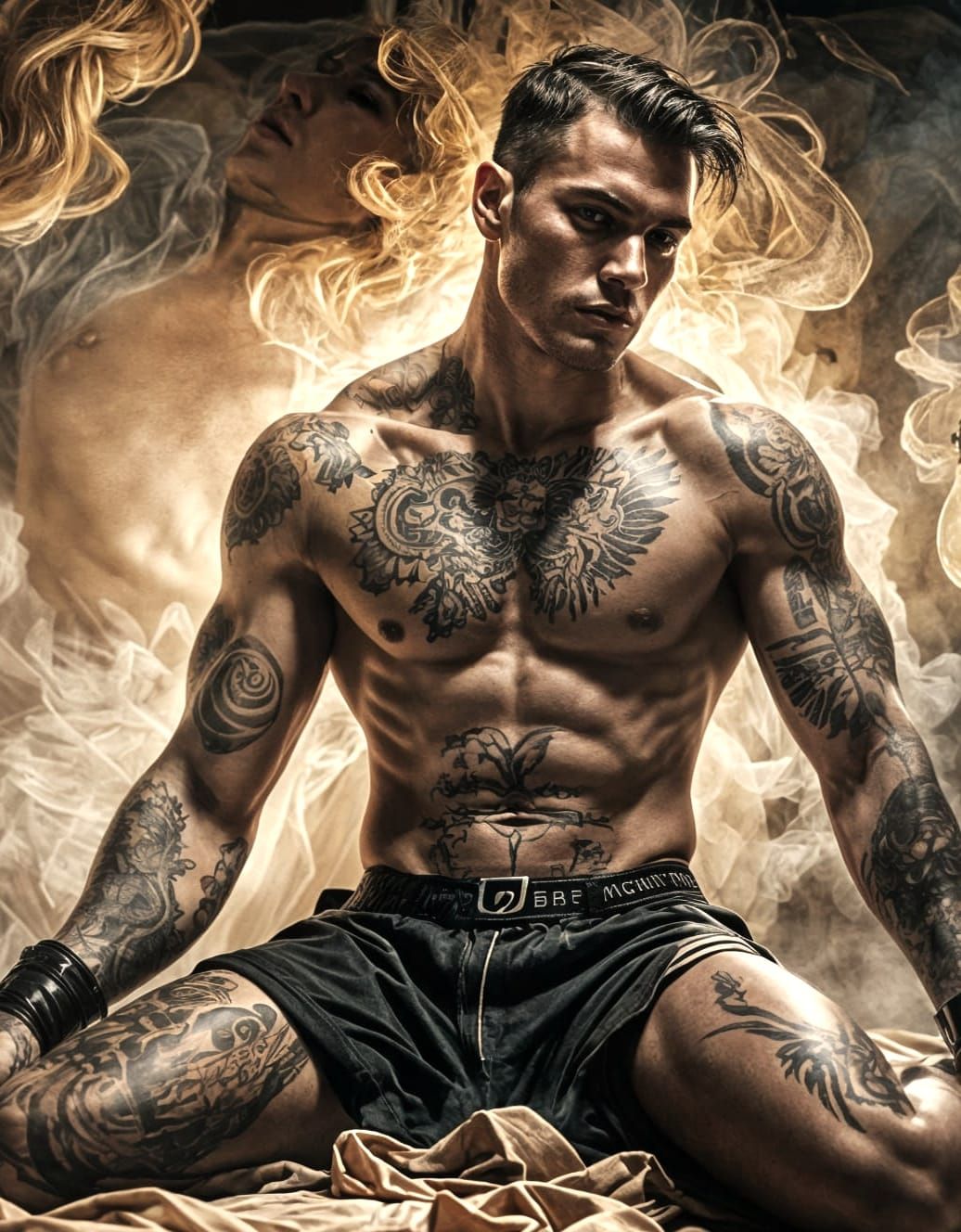Boxer's Spirit Ascends: Gothic Tattoo Art