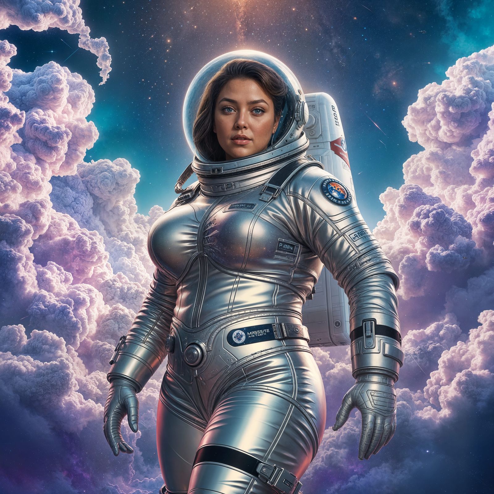 Vibrant Fantasy Astronaut in a Deep Cosmic Landscape