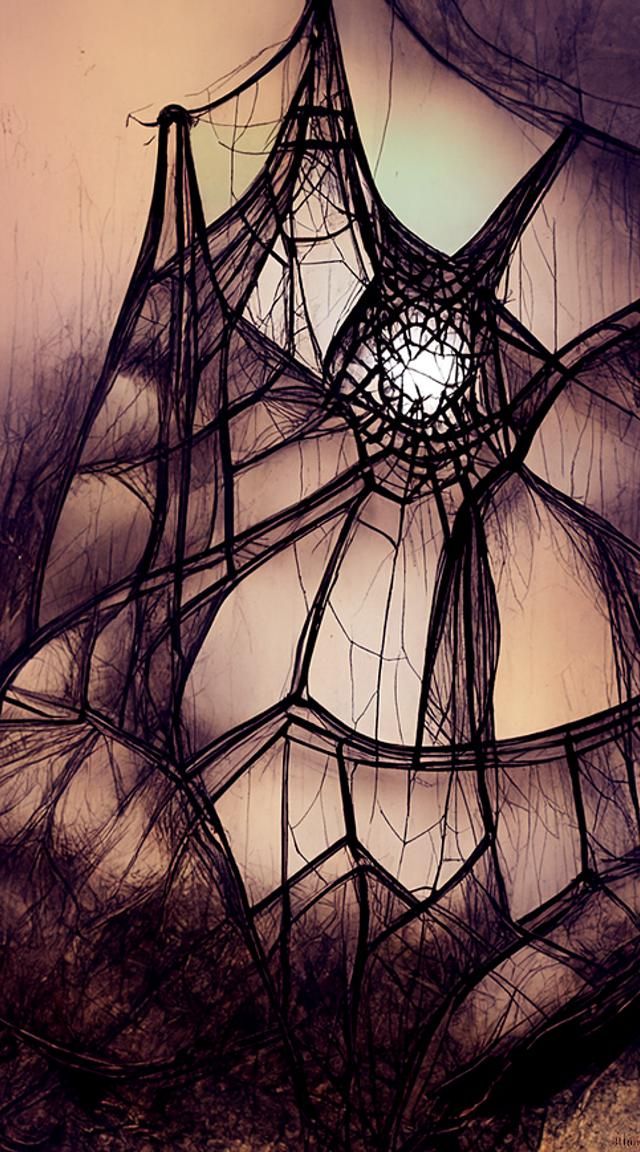 Building Covered in Spiderwebs: Black Paper Art