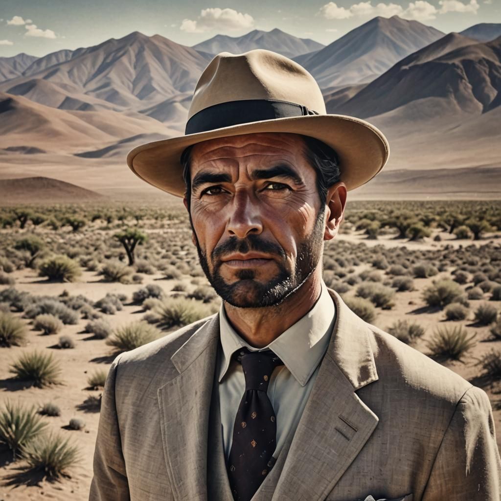 Chilean Man in Desert: Realistic Latin American Portrait