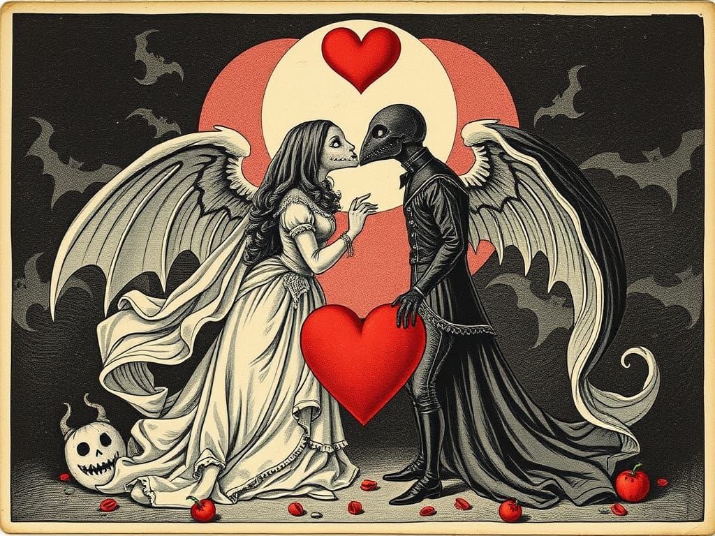 Haunted Victorian Valentine's Day Card with Ghostly Love