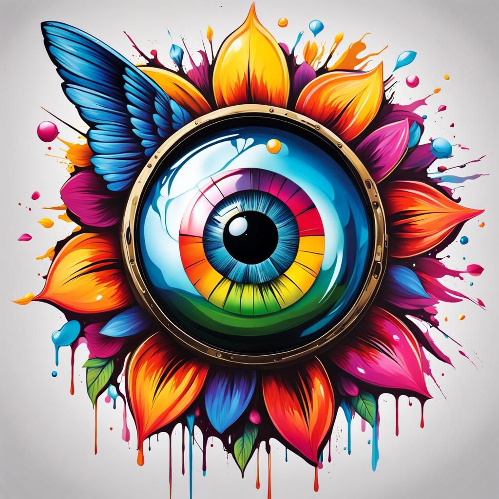Eye Flower with Peace Sign Graffiti Art