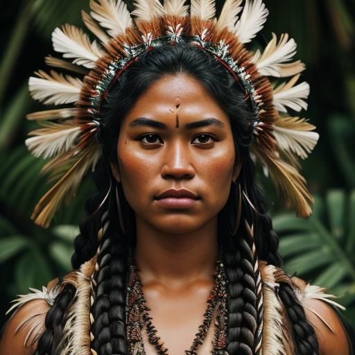 Polynesian Woman Portrait in Hyperrealistic Style