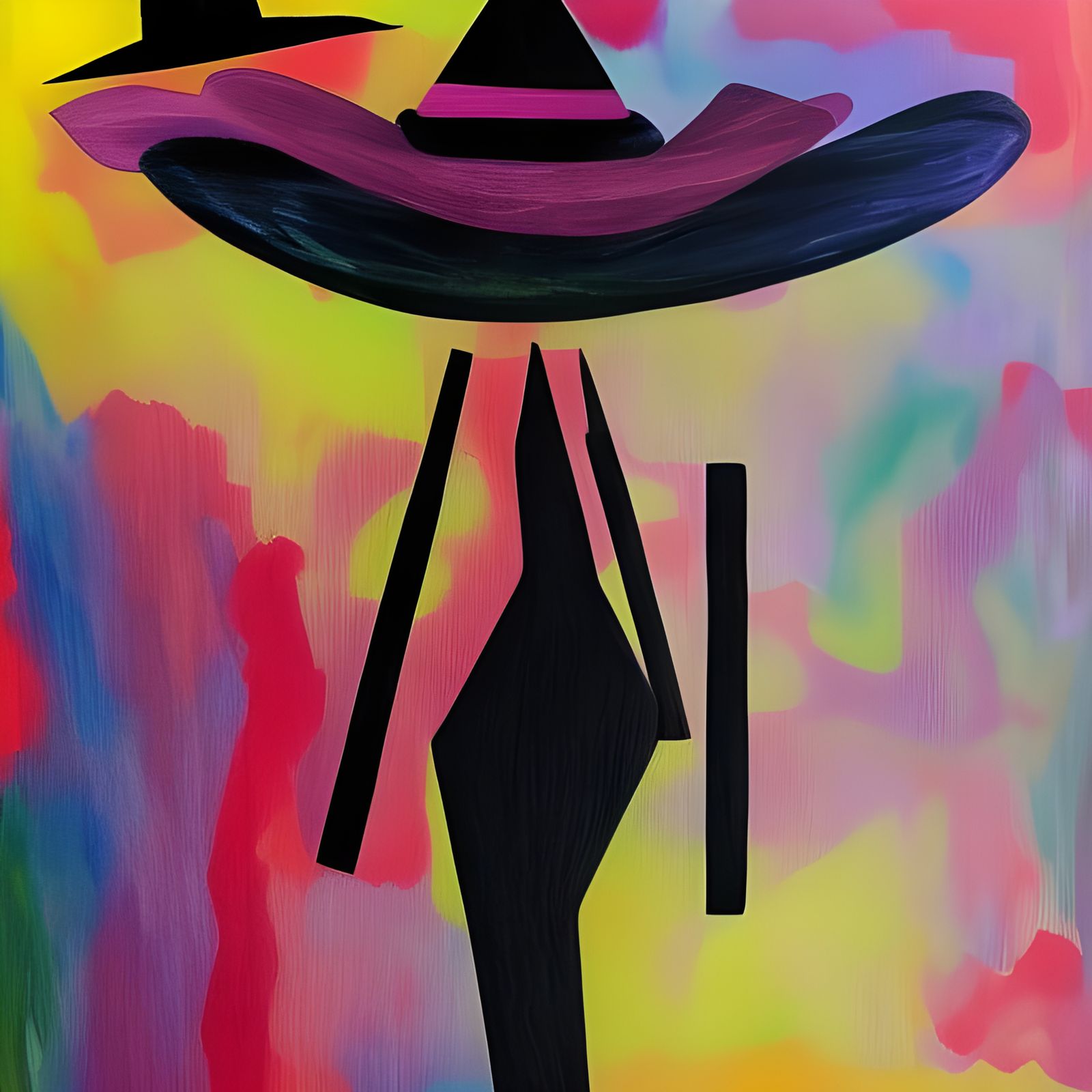 Abstract Expressionist Witch Celebrates Achievement