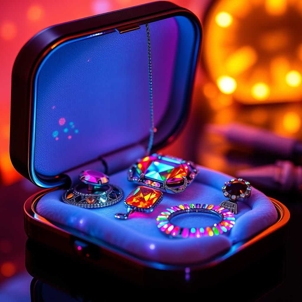 Glittering Jewelry in Neon Jewel Case